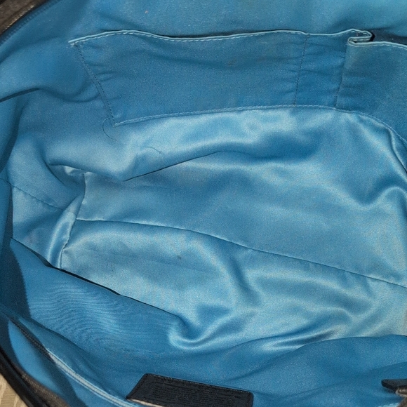 Coach Black Patent Leather Shoulder Bag with Tan Straps - Picture 9 of 16